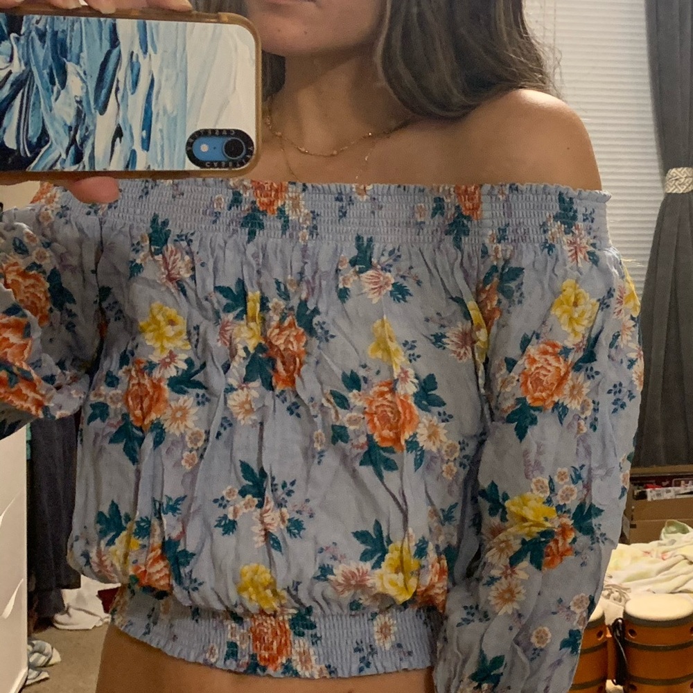 Strapless Boho Flower Crop